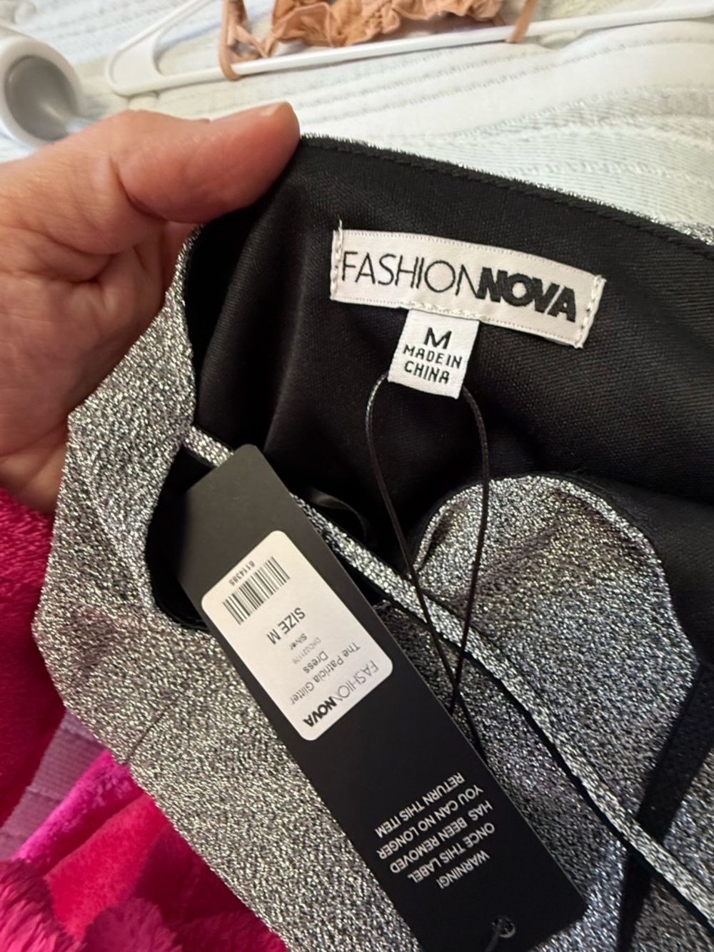 Fashion Nova "The Patricia" Silver Glitter Maxi Dress - NWT - Size M - Picture 8 of 13